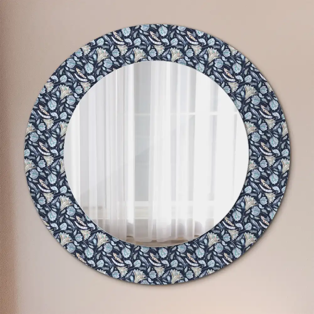 Oglindă rotundă decorativă de perete în stil boho