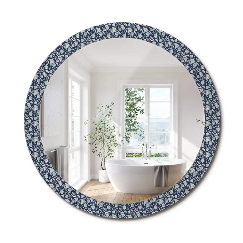 Oglindă rotundă decorativă de perete în stil boho