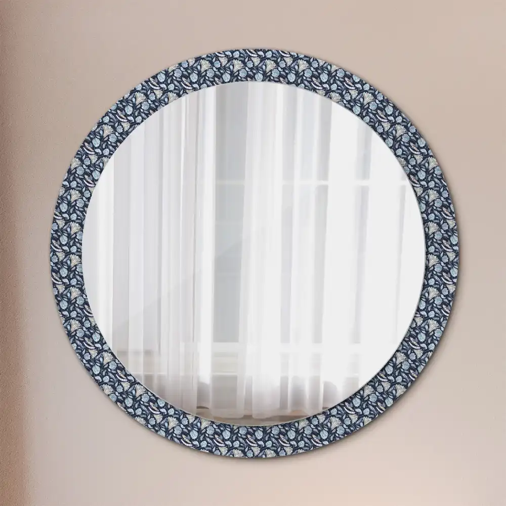 Oglindă rotundă decorativă de perete în stil boho
