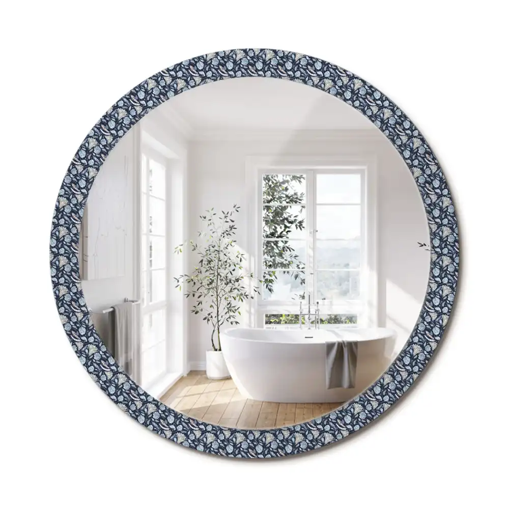 Oglindă rotundă decorativă de perete în stil boho