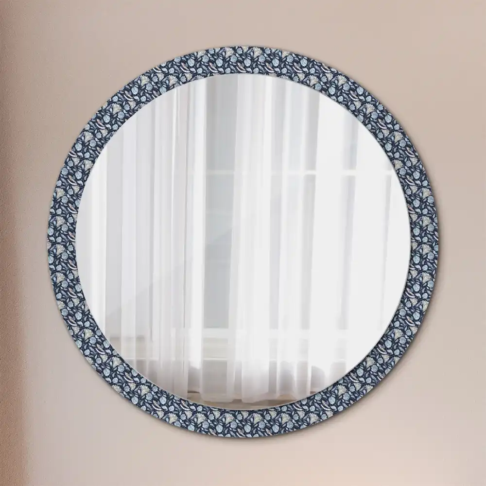 Oglindă rotundă decorativă de perete în stil boho