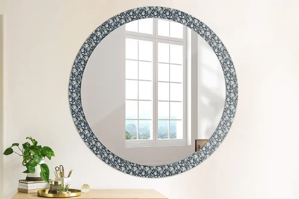 Oglindă rotundă decorativă de perete în stil boho