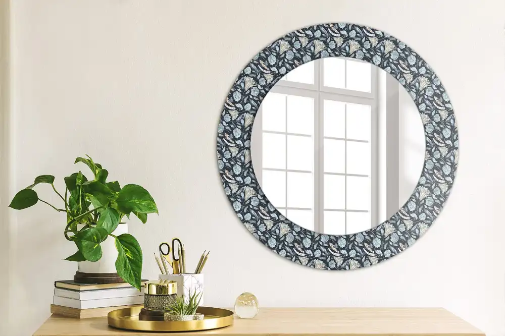 Oglindă rotundă decorativă de perete în stil boho