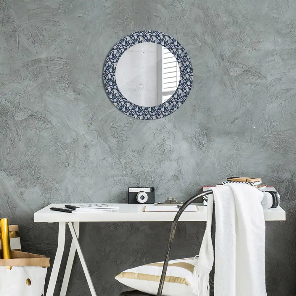 Oglindă rotundă decorativă de perete în stil boho