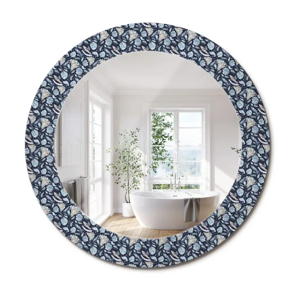 Oglindă rotundă decorativă de perete în stil boho