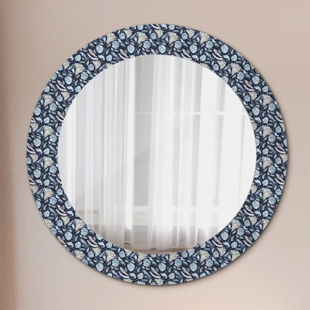 Oglindă rotundă decorativă de perete în stil boho