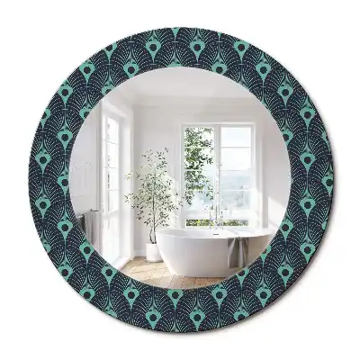 Oglindă rotundă de perete cu decor floral