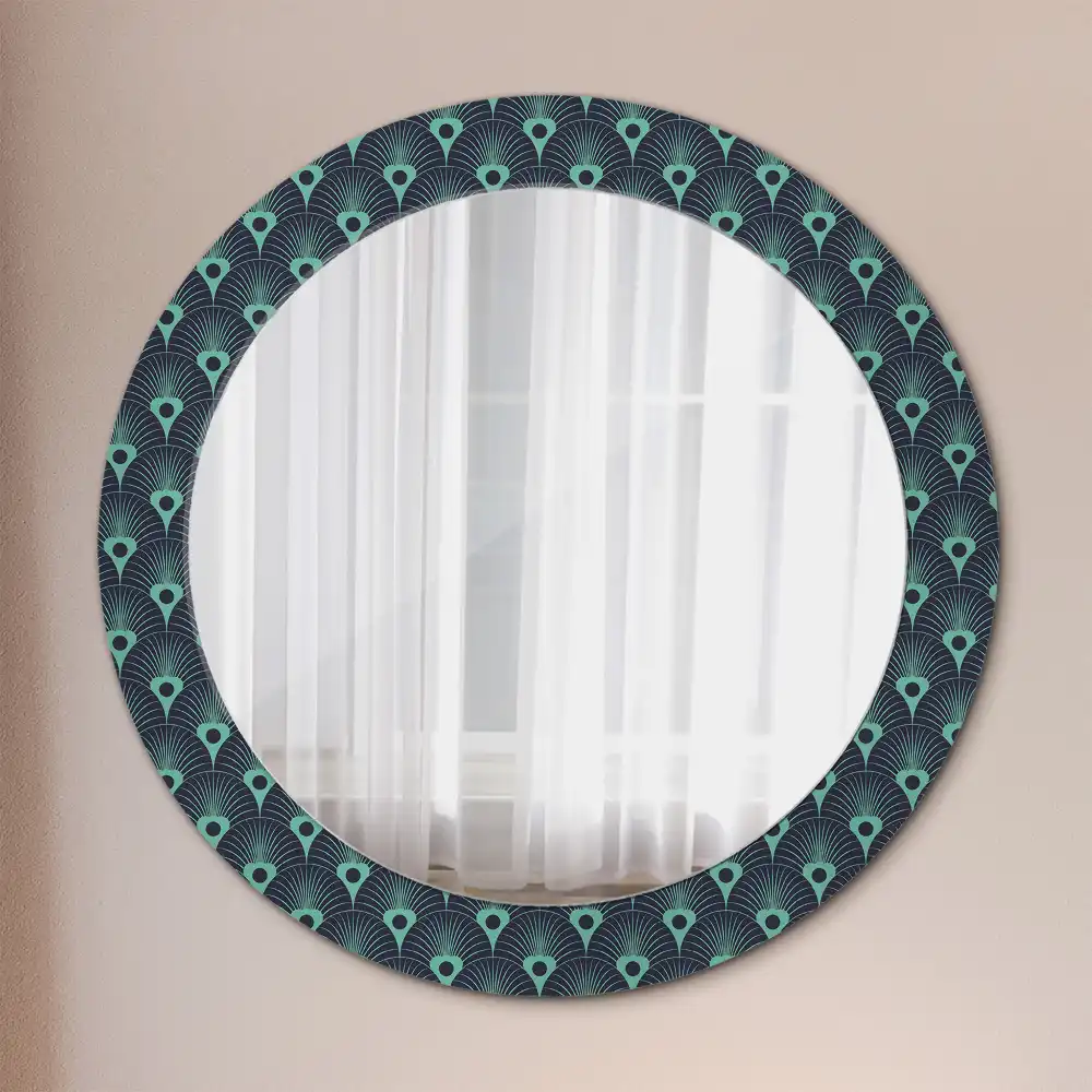 Oglindă rotundă de perete cu decor floral