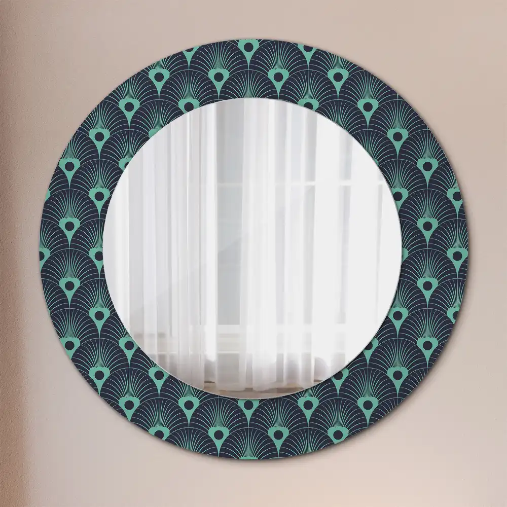 Oglindă rotundă de perete cu decor floral