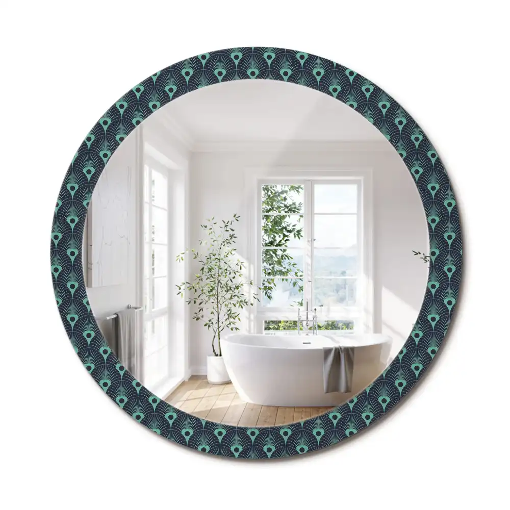 Oglindă rotundă de perete cu decor floral