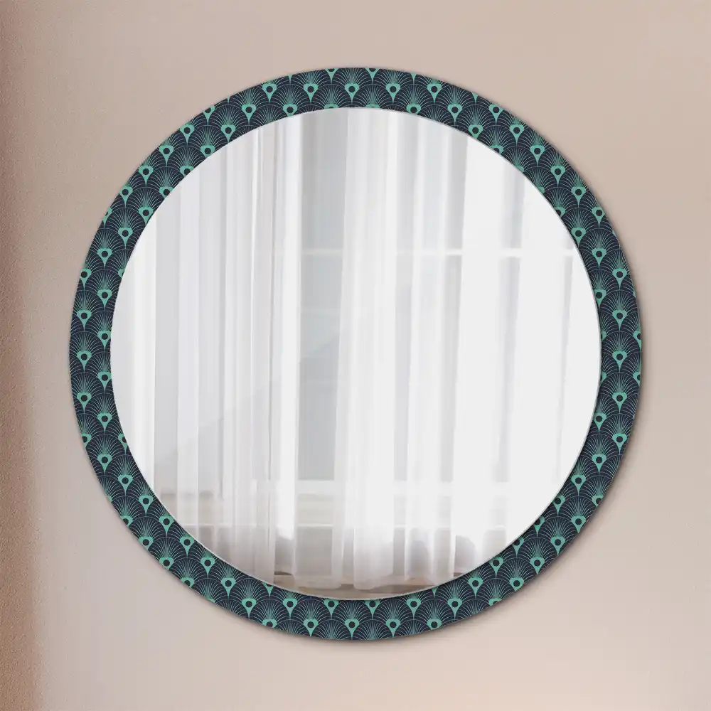 Oglindă rotundă de perete cu decor floral