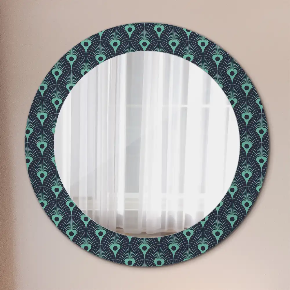 Oglindă rotundă de perete cu decor floral