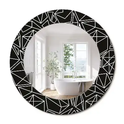 Oglindă rotundă cu ramă imprimată cu model geometric