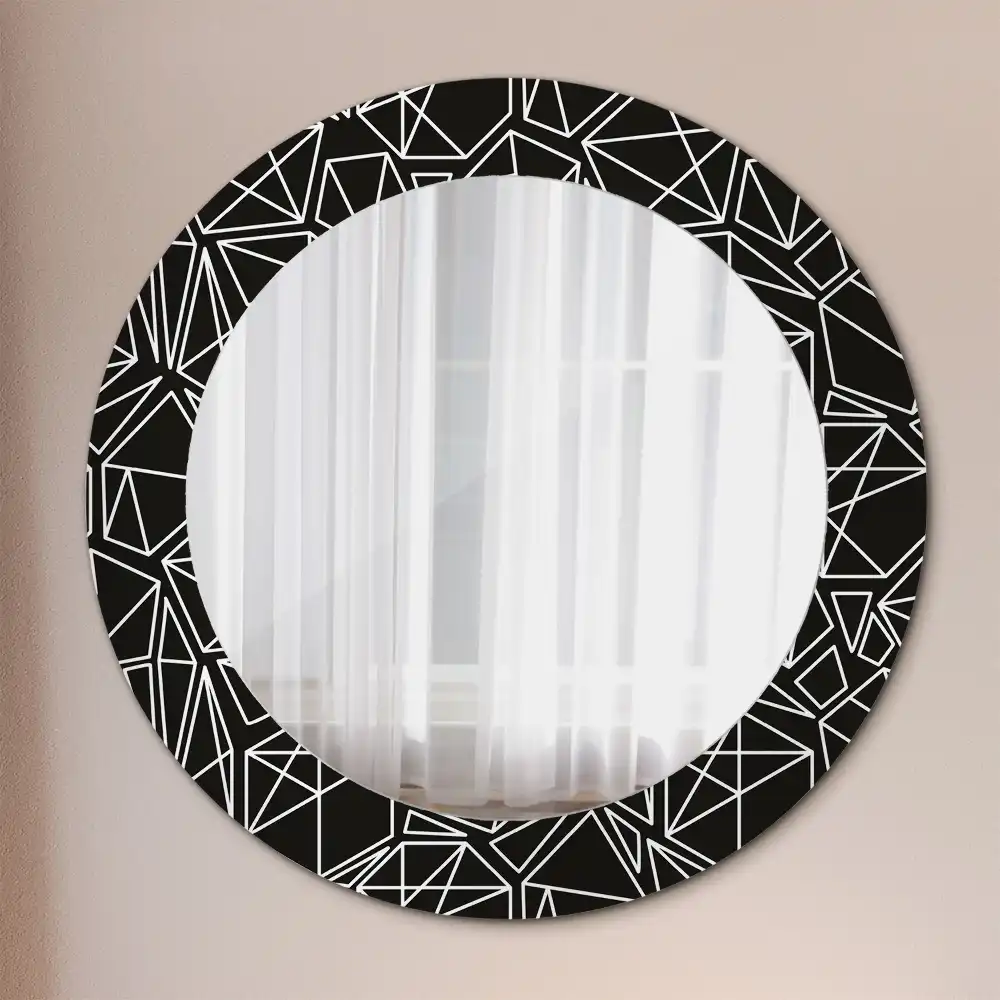Oglindă rotundă cu ramă imprimată cu model geometric