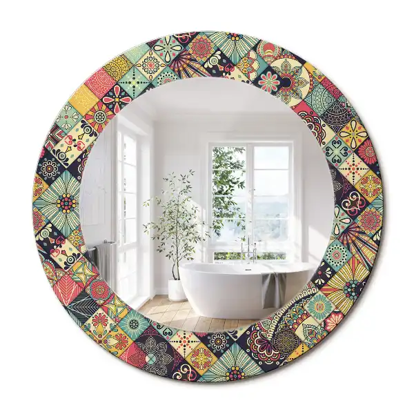 Decor oglinda rotunda plăci de patchwork