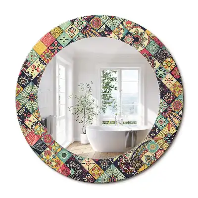Oglindă decorativă rotundă cu plăci tip patchwork