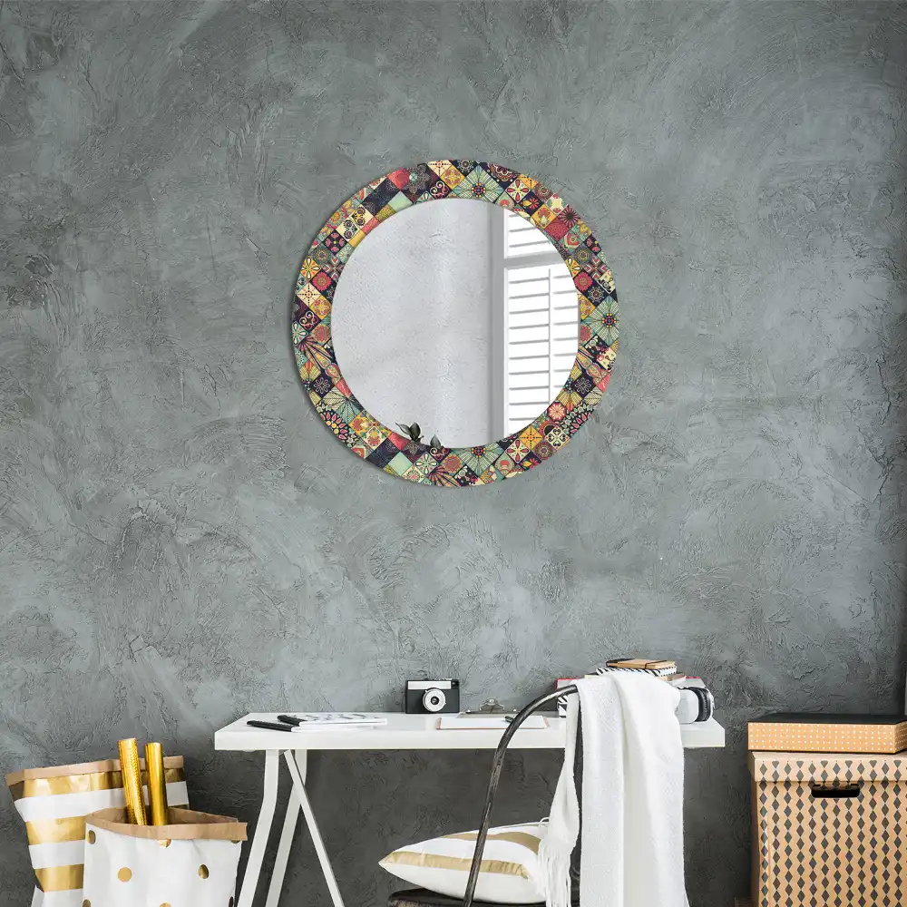 Decor oglinda rotunda plăci de patchwork