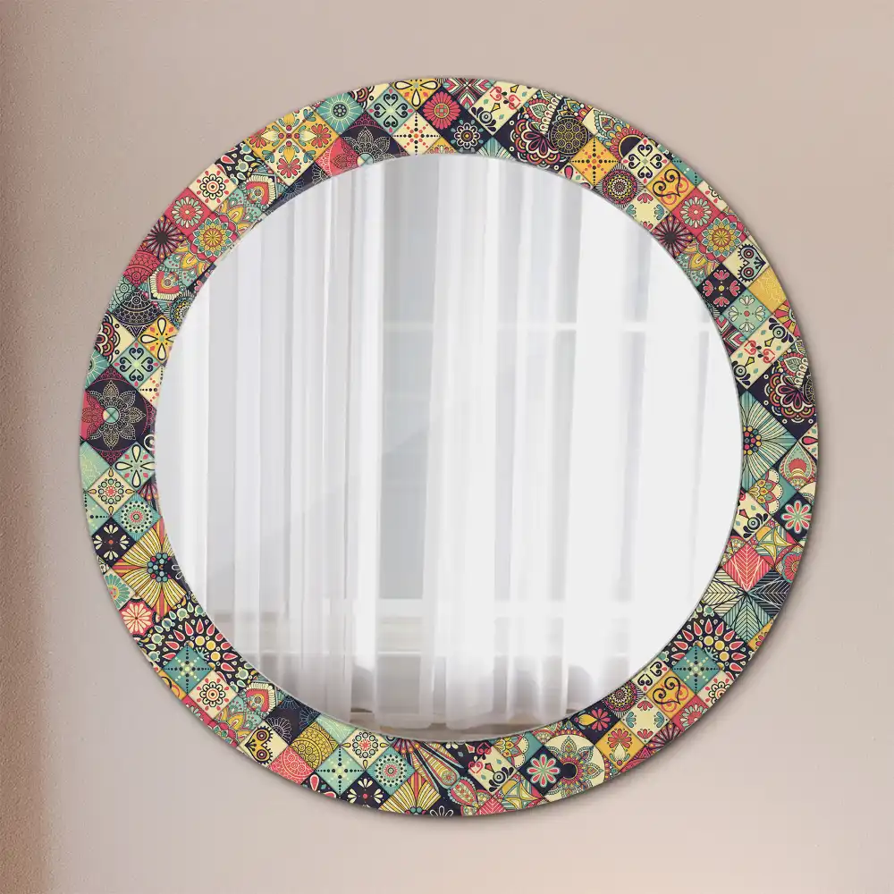 Decor oglinda rotunda plăci de patchwork