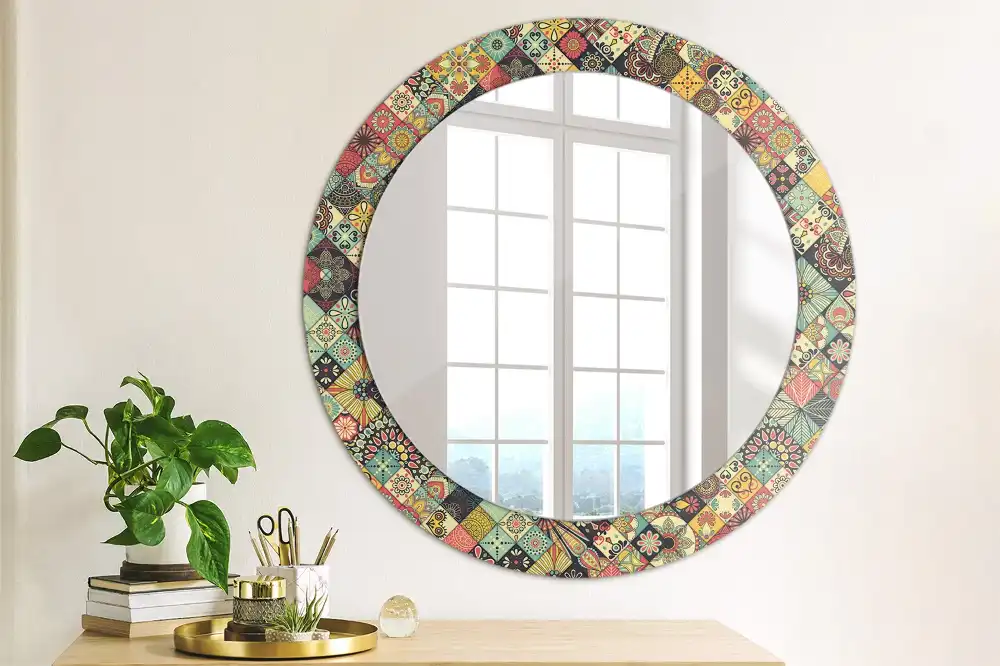 Decor oglinda rotunda plăci de patchwork