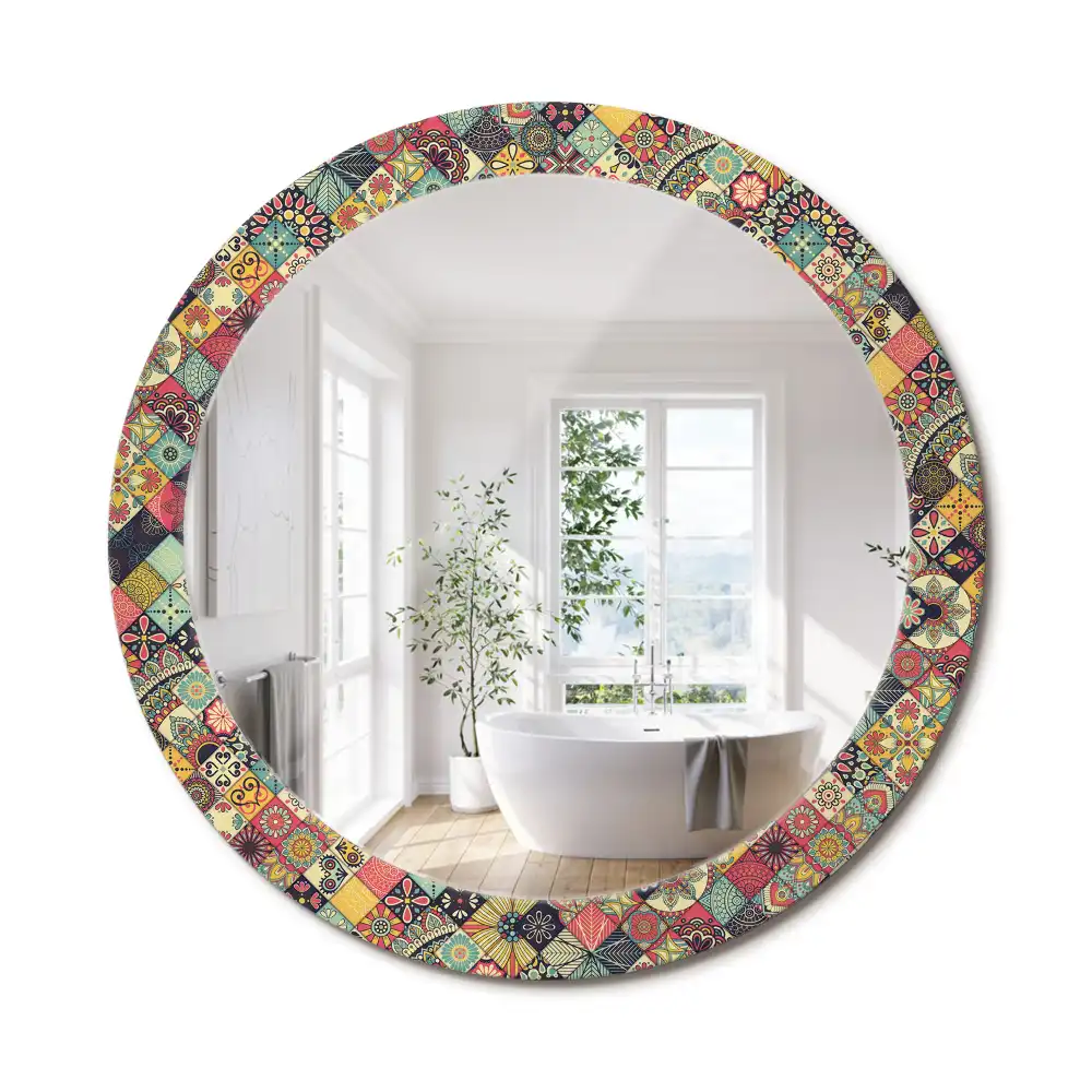 Decor oglinda rotunda plăci de patchwork