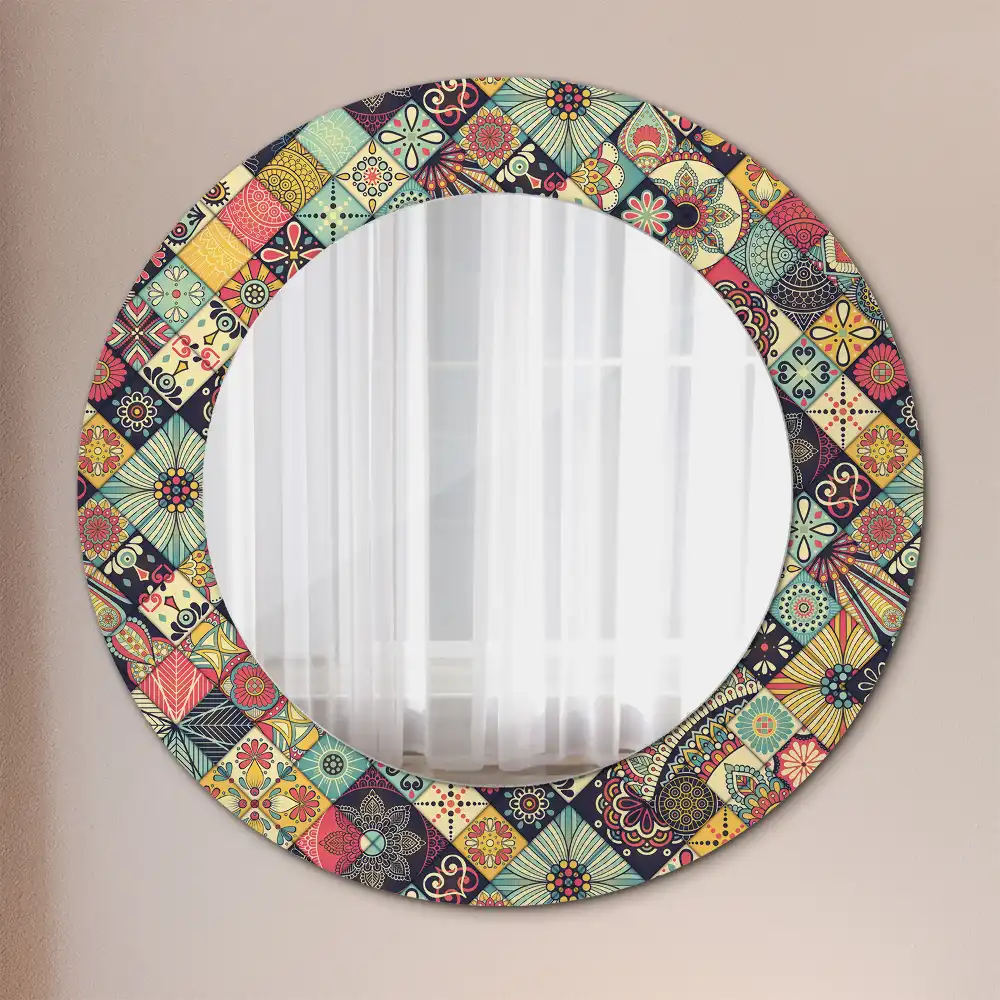Decor oglinda rotunda plăci de patchwork