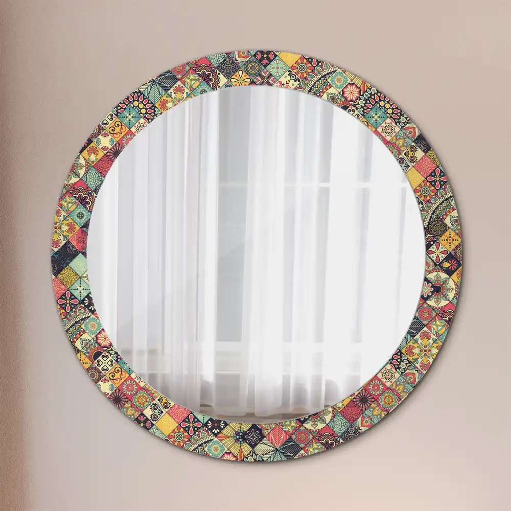 Decor oglinda rotunda plăci de patchwork