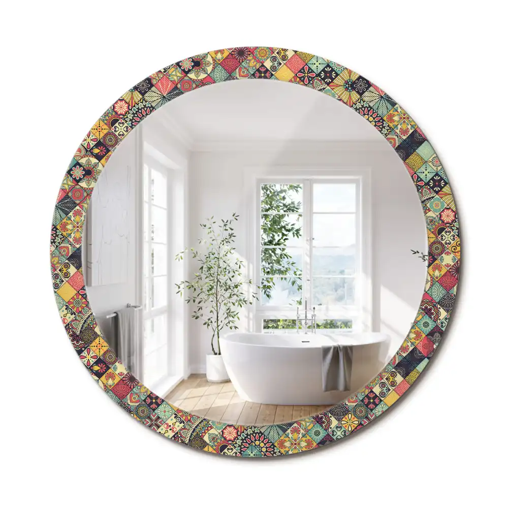Decor oglinda rotunda plăci de patchwork