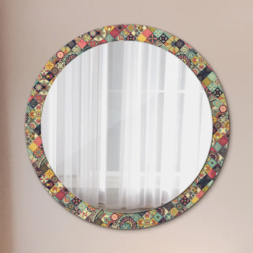 Decor oglinda rotunda plăci de patchwork