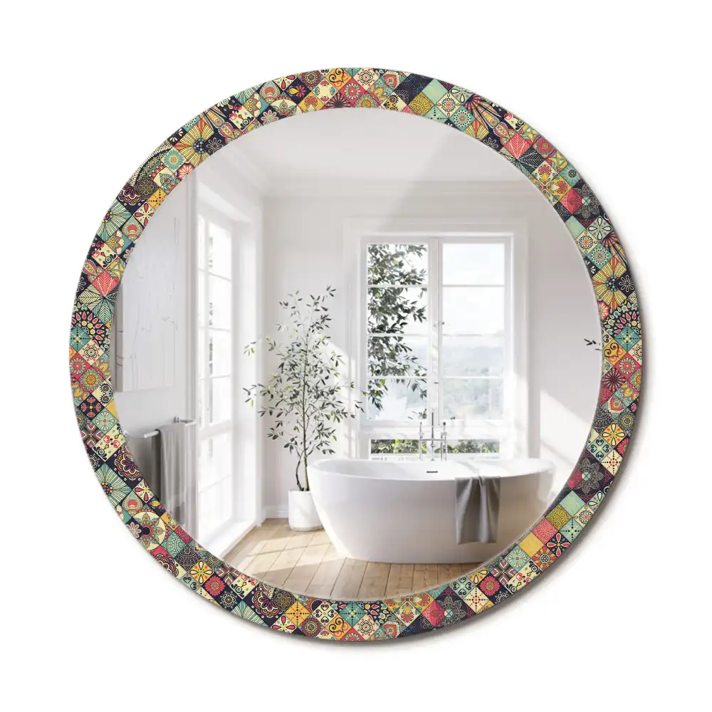 Decor oglinda rotunda plăci de patchwork