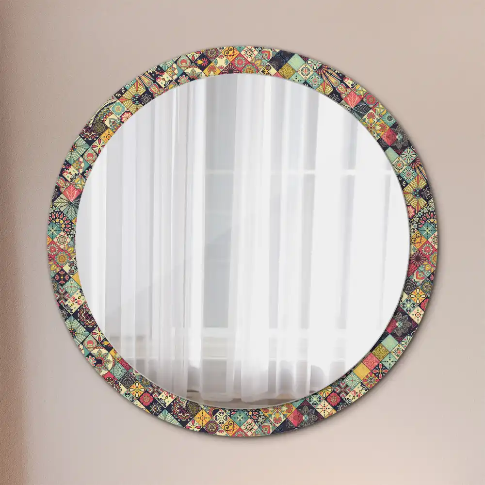 Decor oglinda rotunda plăci de patchwork