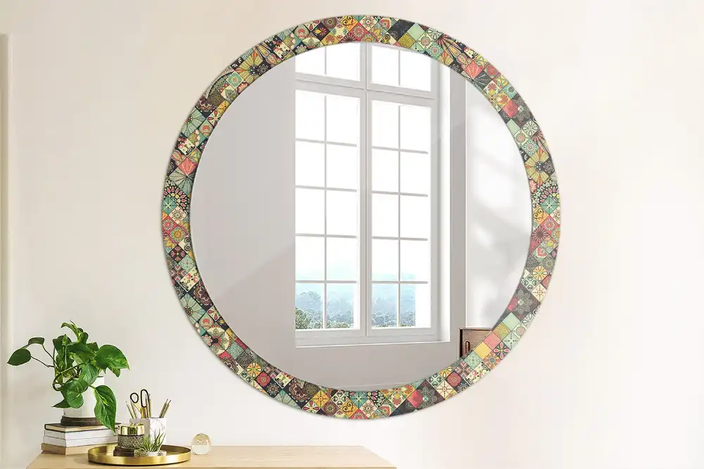 Decor oglinda rotunda plăci de patchwork