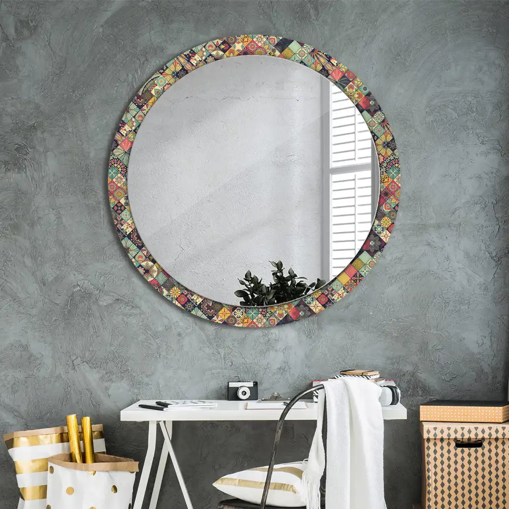 Decor oglinda rotunda plăci de patchwork
