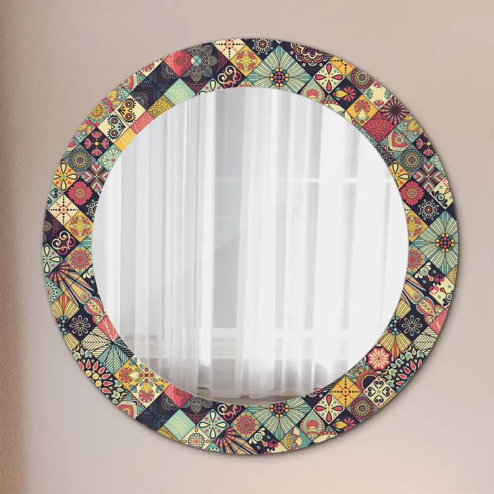Decor oglinda rotunda plăci de patchwork