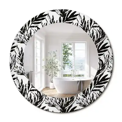 Oglindă decorativă rotundă cu design de frunză de monstera