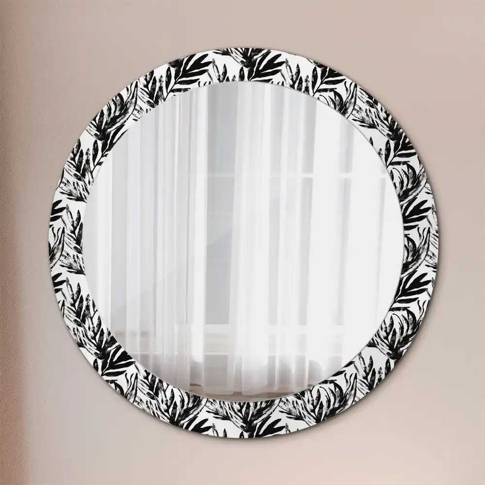 Oglindă decorativă rotundă cu design de frunză de monstera