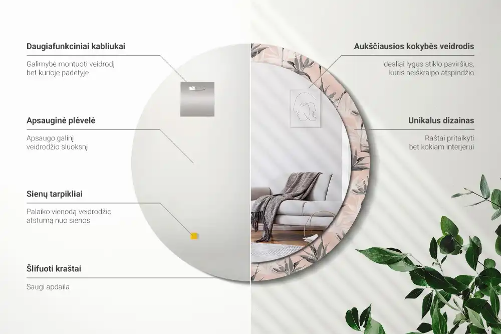 Oglindă rotundă decorativă de perete Streliția
