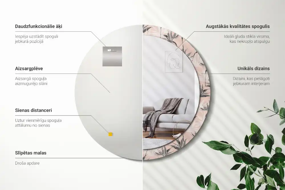 Oglindă rotundă decorativă de perete Streliția