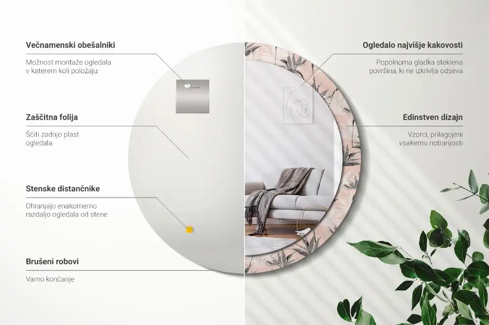 Oglindă rotundă decorativă de perete Streliția