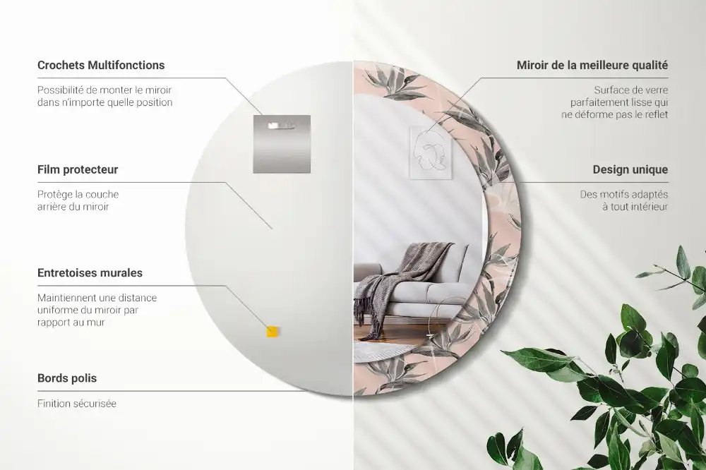 Oglindă rotundă decorativă de perete Streliția