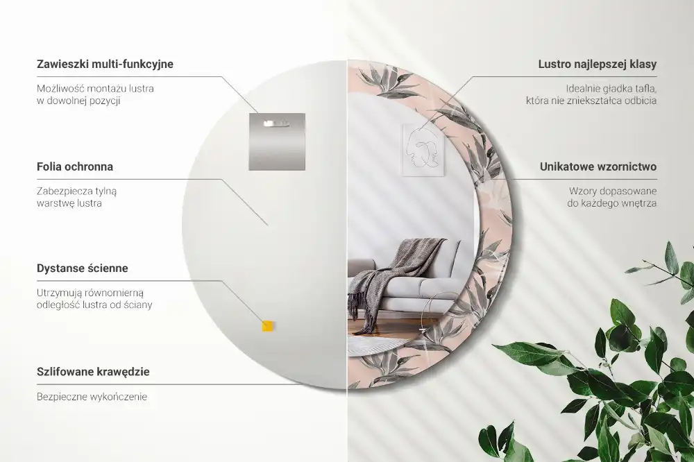 Oglindă rotundă decorativă de perete Streliția