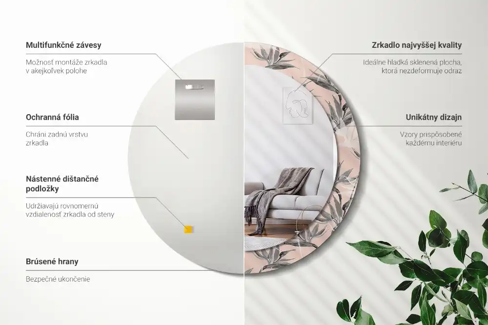 Oglindă rotundă decorativă de perete Streliția