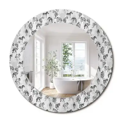 Oglindă rotundă decorativă cu motiv tigru tropical