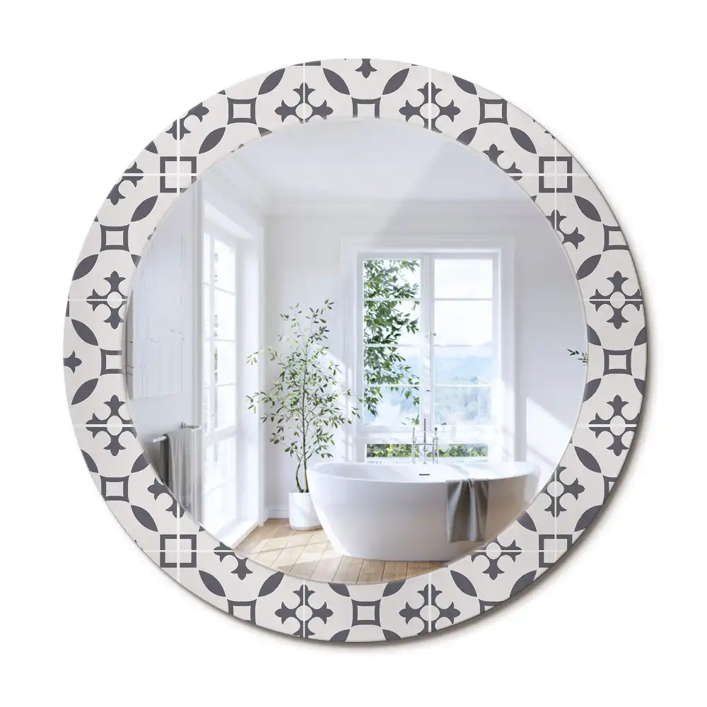 Oglindă rotundă decorativă cu model de țiglă