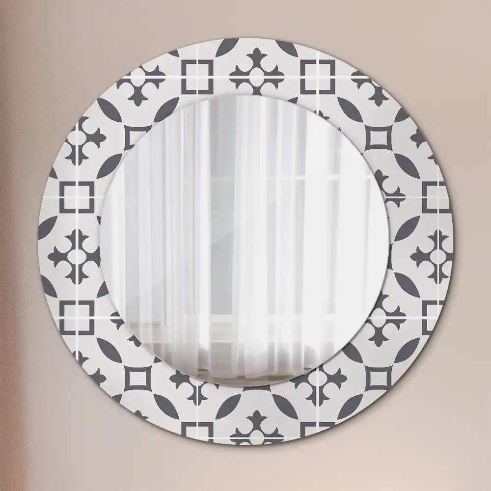 Oglindă rotundă decorativă cu model de țiglă