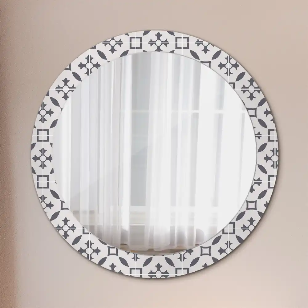 Oglindă rotundă decorativă cu model de țiglă