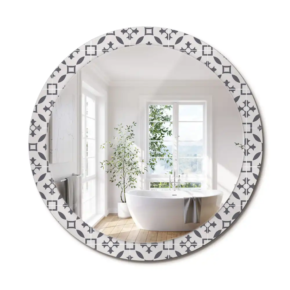 Oglindă rotundă decorativă cu model de țiglă