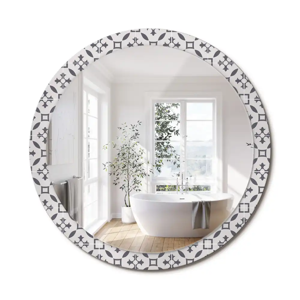 Oglindă rotundă decorativă cu model de țiglă