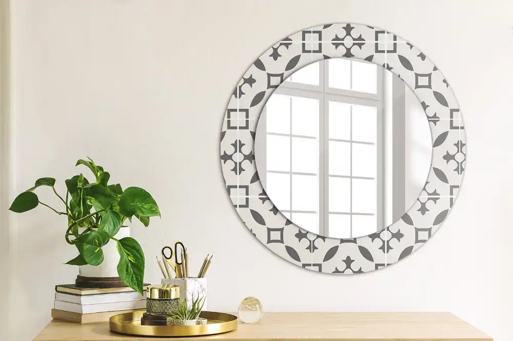 Oglindă rotundă decorativă cu model de țiglă