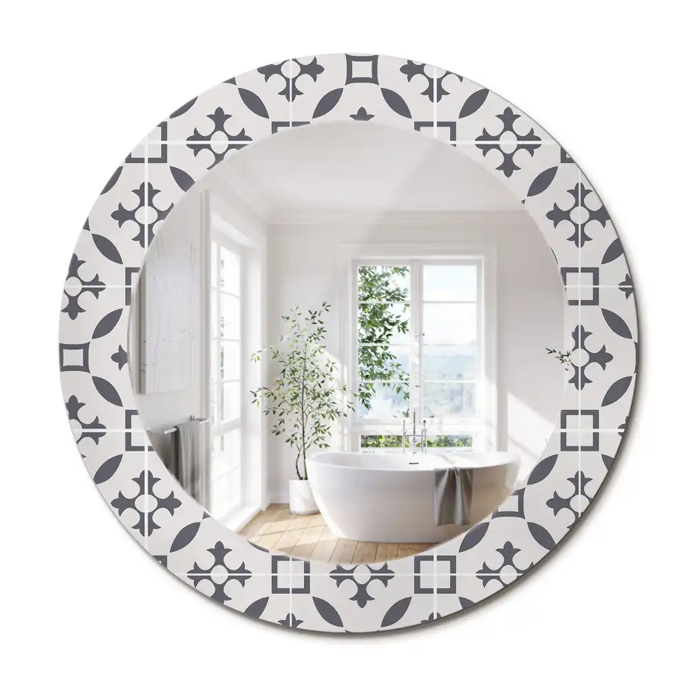 Oglindă rotundă decorativă cu model de țiglă
