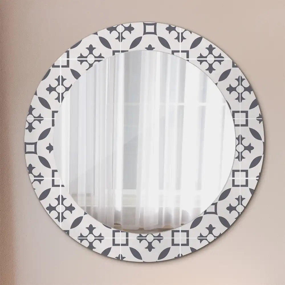 Oglindă rotundă decorativă cu model de țiglă